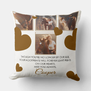 Coussin Moderne Brown Hearts Horse Memorial Quatre photos