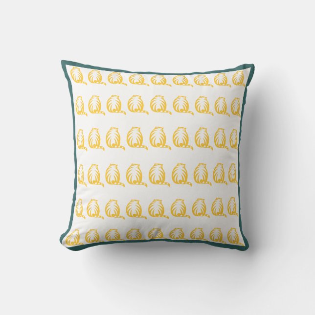 coussin moderne chats jaune moutarde et blanc (Recto)