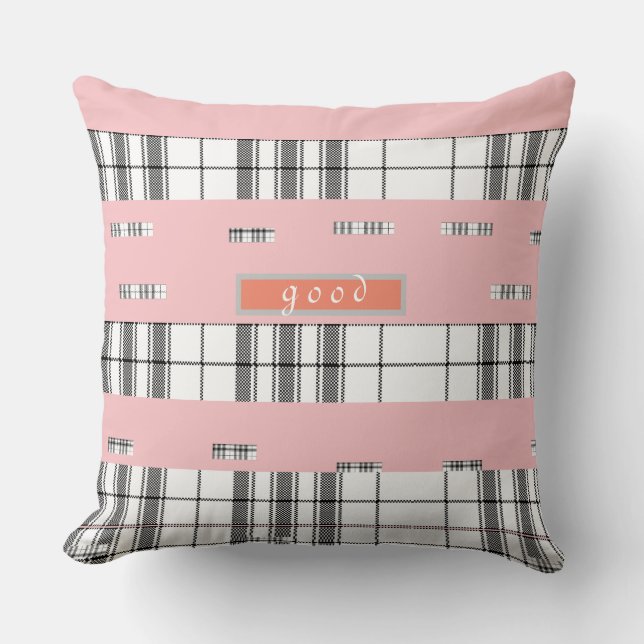  Coussin Moderne Chic à Carreaux Rose (Recto)