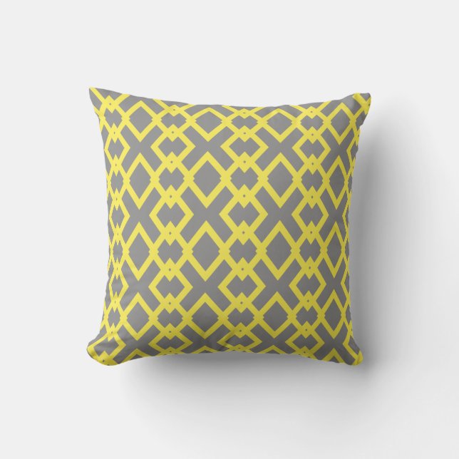 Coussin Moderne Chic brillant couleur gris jaune (Recto)