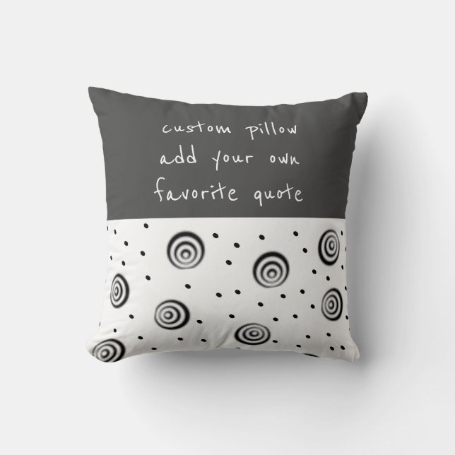 Coussin moderne chic fun noir blanc et gris ajouter une ci (Recto)