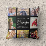 Coussin Moderne Chic Grand-père Keepsaké Famille Photo Col<br><div class="desc">Un cadeau magnifique et moderne pour votre grand-père merveilleux : Un coussin de collage photo Instagram branché avec votre message personnel et les noms pour cette tenue spéciale remplie d'années de souvenirs. On t'aime,  grand-père !</div>