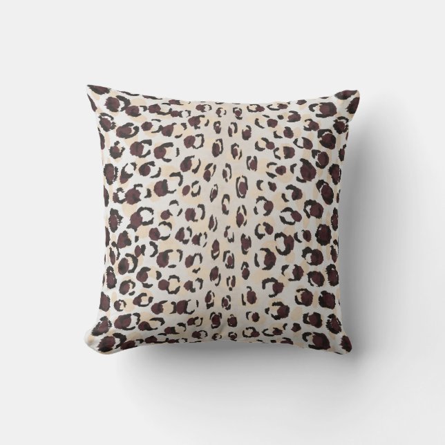 Coussin Moderne chic imprimé motif guépard marron monogram (Recto)