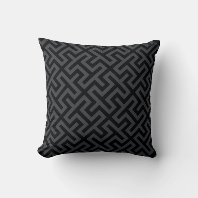Coussin moderne chic noir gris géométrique (Recto)