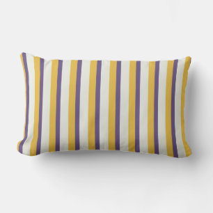 Coussin moderne chic rayures jaune et violet