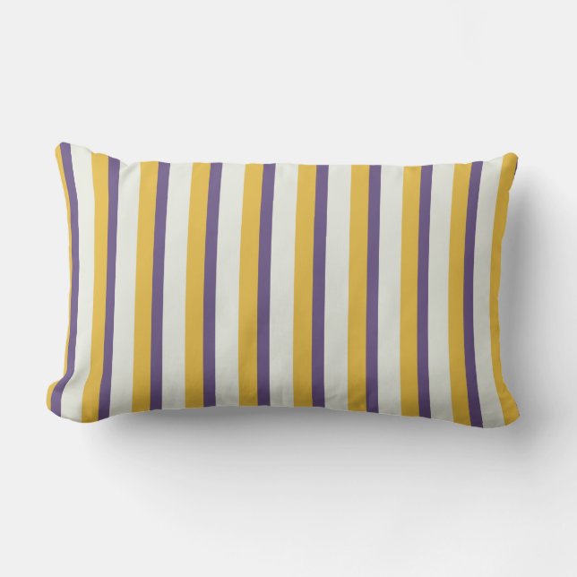 Coussin moderne chic rayures jaune et violet (Recto)