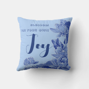 Coussin Moderne Chinoiserie Bleue Rétro Citation Zen Lotus
