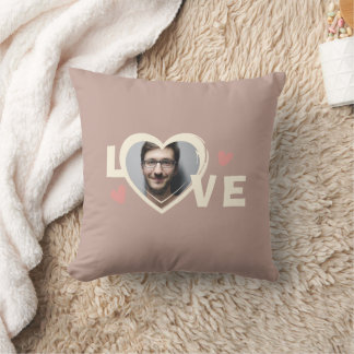 Coussin Moderne Cœur d'Amour de Photo Personnalisée Simple