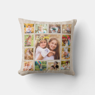 Coussin Moderne Collage de 15 Photos Rustique Simple