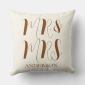 Coussin Moderne crème Mr et Mrs Script Mariage (Verso)