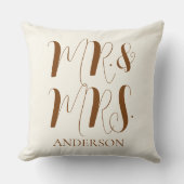 Coussin Moderne crème Mr et Mrs Script Mariage (Recto)