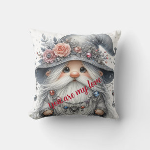 Coussin Moderne Cute argent beau gnome royal
