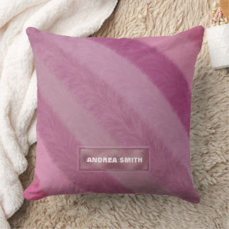 Coussin Moderne Cute Girly Rose Stripe Fur Personnalisé
