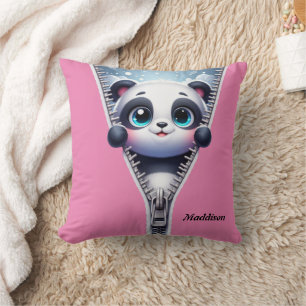 Coussin Moderne Cute Panda Kids Personnalisez le nom