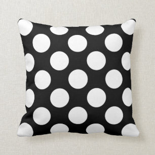 Coussin moderne de B&W, pois blanc géant sur le