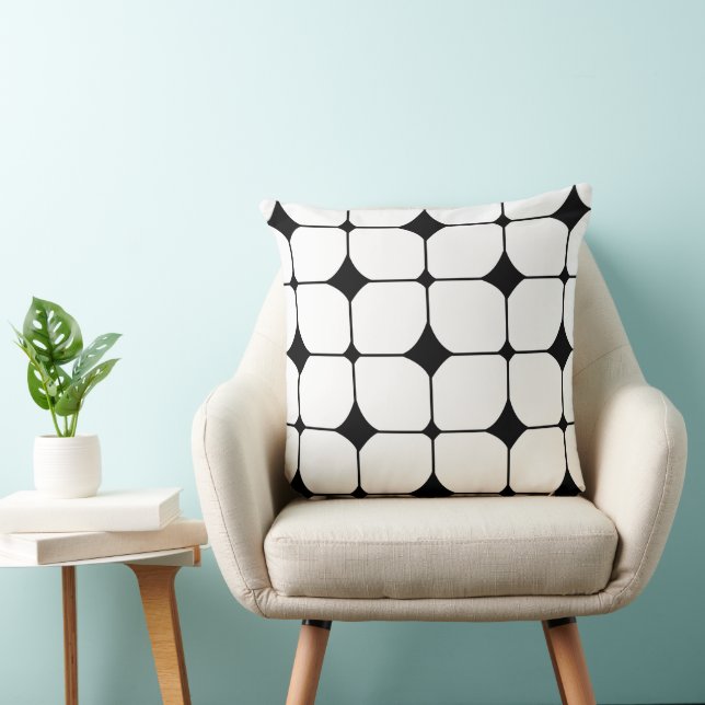 Coussin Moderne de milieu de siècle noir blanc géométrique (Chaise)