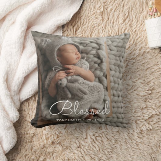 Coussin MODERNE de souvenir de photo de naissance (Couverture)