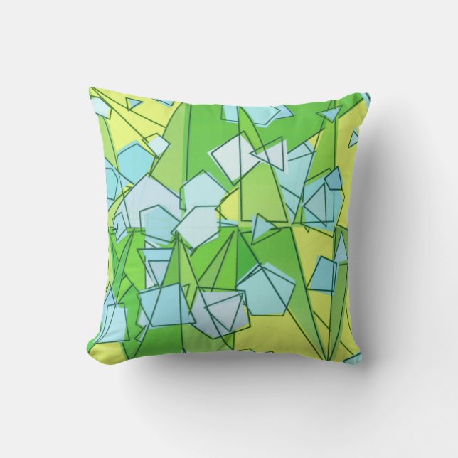 Coussin Moderne du milieu du siècle Abstrait, vert citron  (Recto)