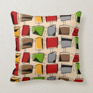 Coussin moderne du milieu du siècle coloré Abstr
