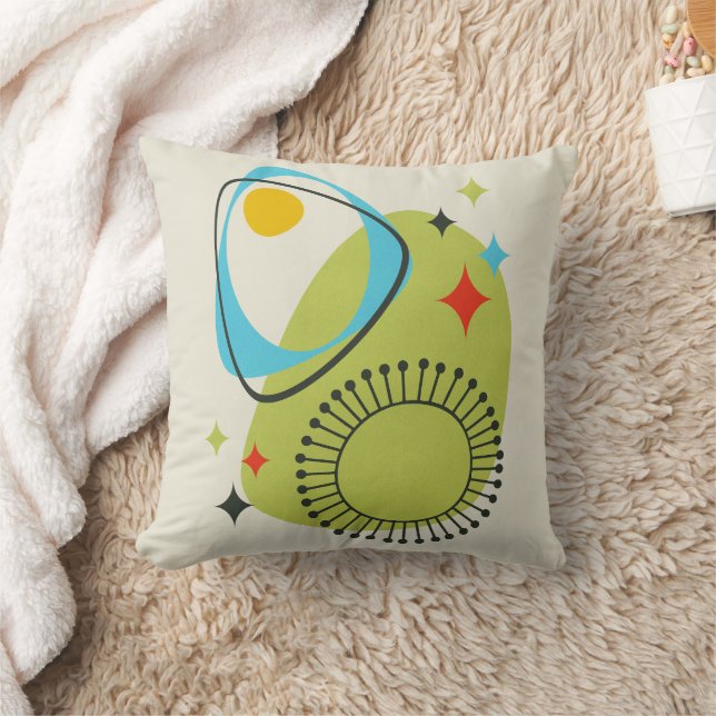 Coussin Moderne du milieu du siècle, Ère atomique 14 Vert, (Couverture)