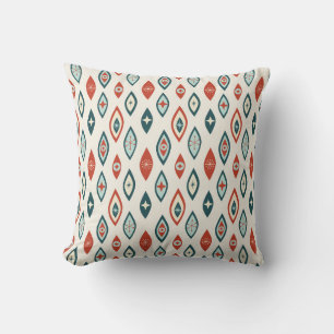 Coussin Moderne du milieu du siècle Formes atomiques Rouge