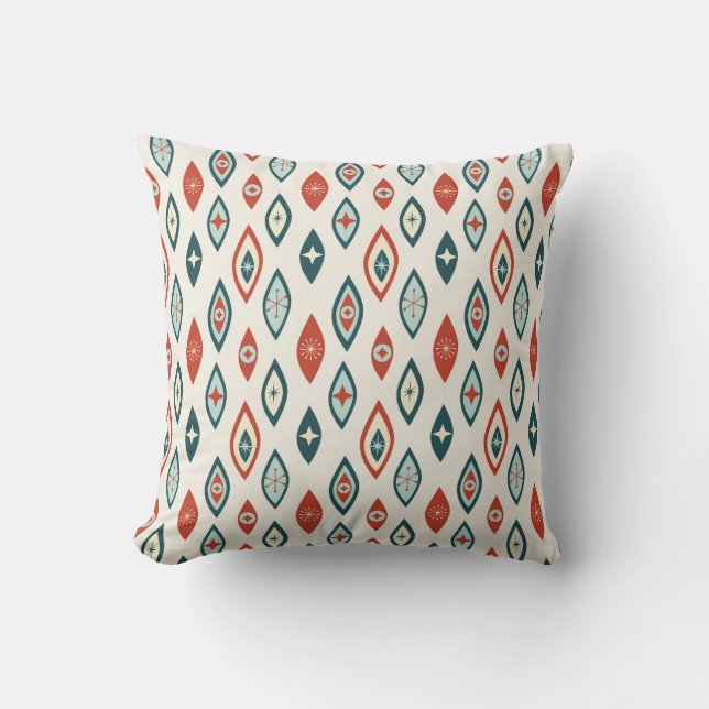 Coussin Moderne du milieu du siècle Formes atomiques Rouge (Recto)