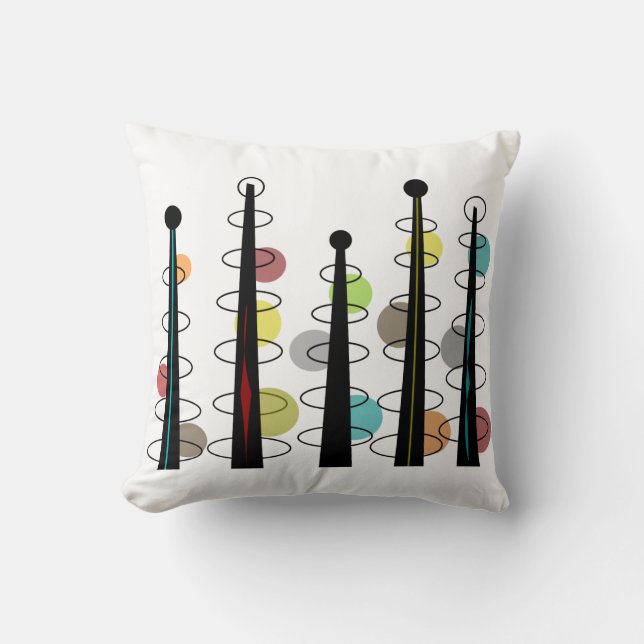 Coussin moderne du milieu du siècle inspiré par l' (Recto)