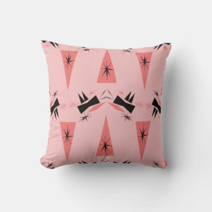 Coussin Moderne du milieu du siècle : Motif de corail rose