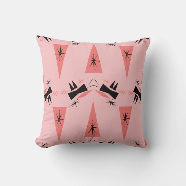 Coussin Moderne du milieu du siècle : Motif de corail rose (Recto)