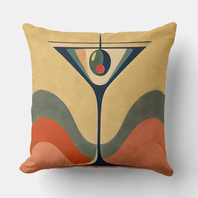 Coussin Moderne du milieu du siècle "vague de martini aux  (Recto)