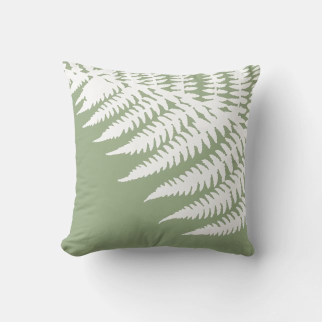 Coussin Moderne Elégant Blanc Ferne Sage Vert (Recto)