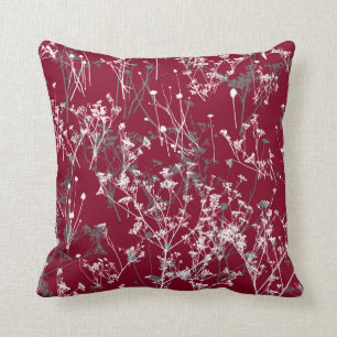 Coussin Moderne Elégant Fleurs sauvages Abstraits Burgundy