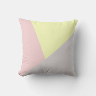 Coussin moderne élégant géométrique gris jaune & rose