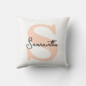 Coussin Moderne Elégant Personnalisé Monogramme rose initi (Verso)