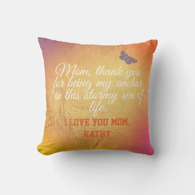 Coussin Moderne Elegant Unique Maman Keepsaké Fête des mèr (Recto)