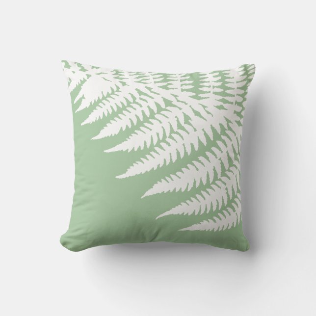 Coussin Moderne Elégante Ferne Blanche Lumière Sage Vert (Recto)