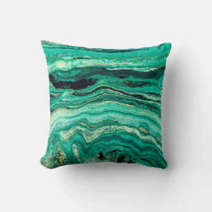 Coussin Moderne et élégant Turquoise Turquoise Or Faux Noi