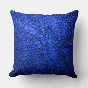Coussin Moderne Faux Blue Leather Texture