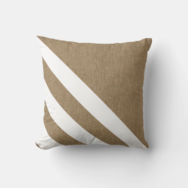Coussin Moderne Faux Burlap Blancs (Recto)