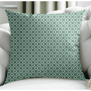 Coussin Moderne Floral Petit Motif Plaid Turquoise