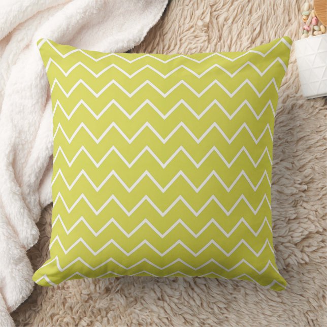 Coussin Moderne Fluorescent Vert Zig Zag Chevron Motif (Couverture)