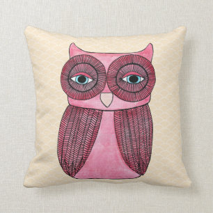 Coussin moderne génial Girly d'art de hibou