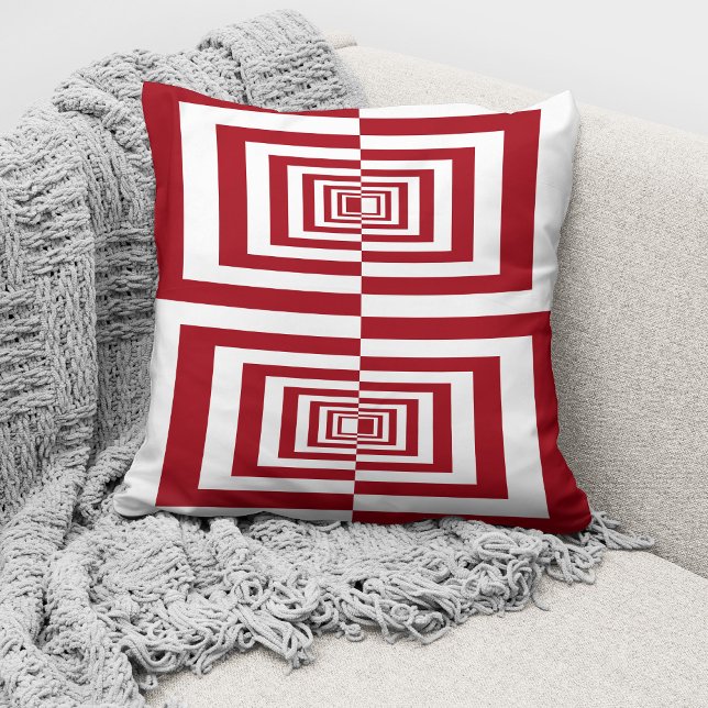 Coussin Moderne Géométrique Rouge Blanc (Créateur téléchargé)