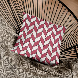 Coussin Moderne Géométrique Viva Magenta Chevron Herringbo