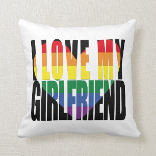 Coussin Moderne J'aime ma petite amie Rainbow Heart