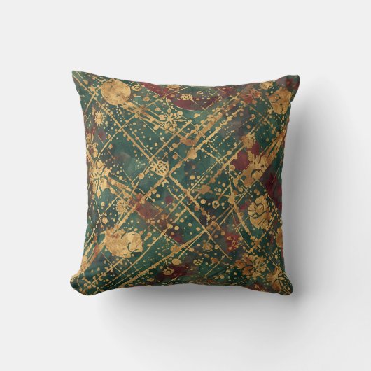 Coussin Moderne, Luxe Abstrait Or Vert Bourgogne (Recto)