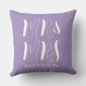 Coussin Moderne Mariage Script Mari et Femme Violet (Verso)