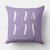 Coussin Moderne Mariage Script Mari et Femme Violet (Recto)
