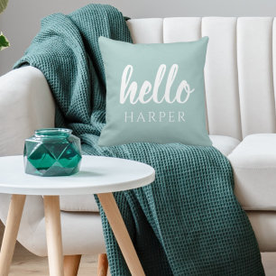 Coussin Moderne Minimale Vert Et Blanc Bonjour Et Vous Nom