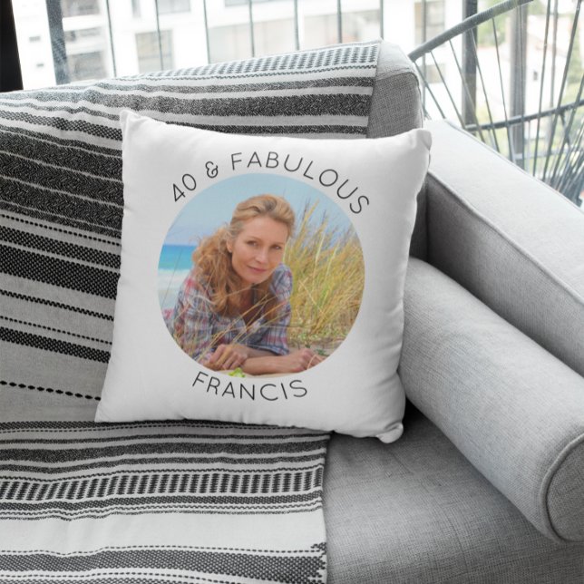 Coussin Moderne Minimaliste 40 & Fabuleuse Photo (Modern Minimalist 40 & Fabulous Photo Throw Pillow)